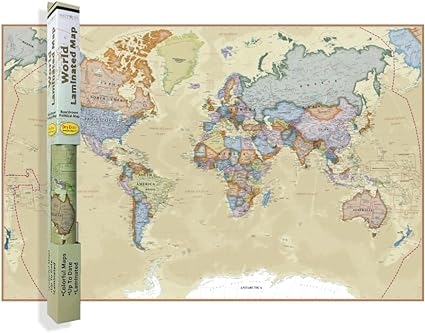 Waypoint Geographic Boardroom Series World Wall Map, Antique-Style Laminated World Map Poster, Educational Wall Art For Home, Classroom, or Office, Unique Gifts, 24” x 36”