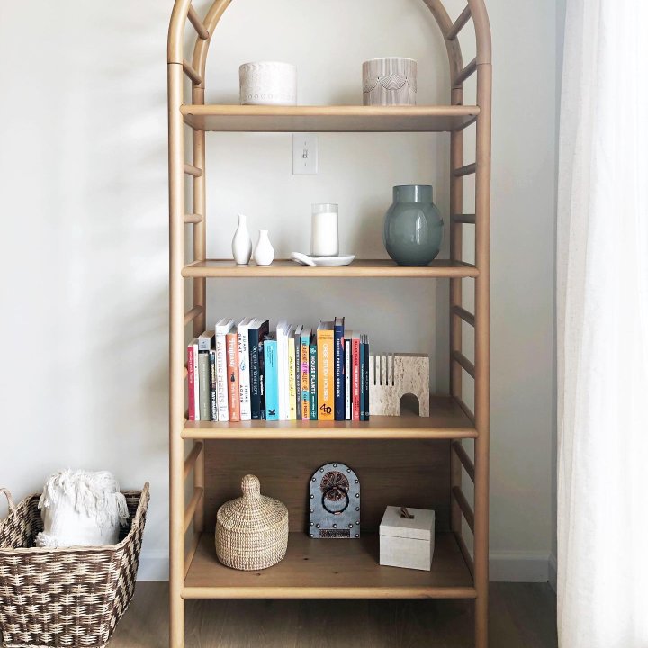 72" Holladay Curved Wooden Bookcase | Buy now – Household Hunter