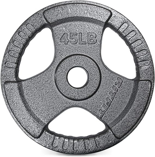RitFit Grip Plate for Barbell, 2-inch Iron Olympic Weight Plate for Weightlifting and Strength Training in Home & Gym(45LB, Single)