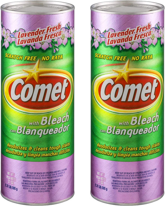 Comet Cleaner with Bleach Powder, Lavender Fresh, 21-Ounces, Scratch-Free, 2-Pack