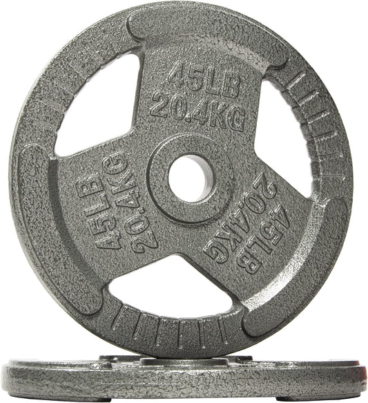 Powergainz Olympic 2-Inch Cast Iron Plate Weight Plate for Strength Training and Weightlifting, Gray POG-2INIP-45X2