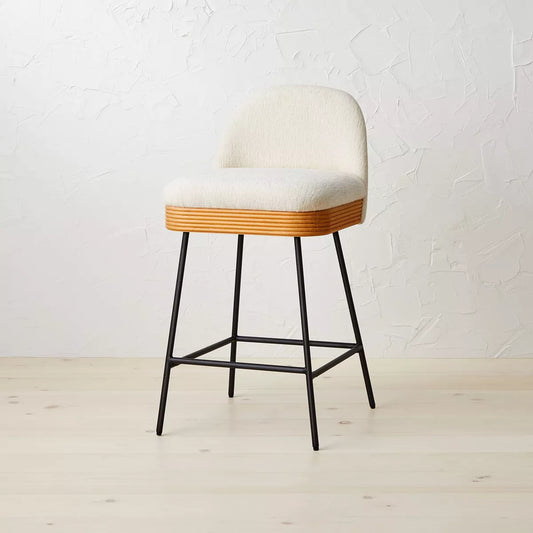 Sepulveda Mixed Material Counter Height Barstool Ivory/Natural - Opalhouse designed with galow