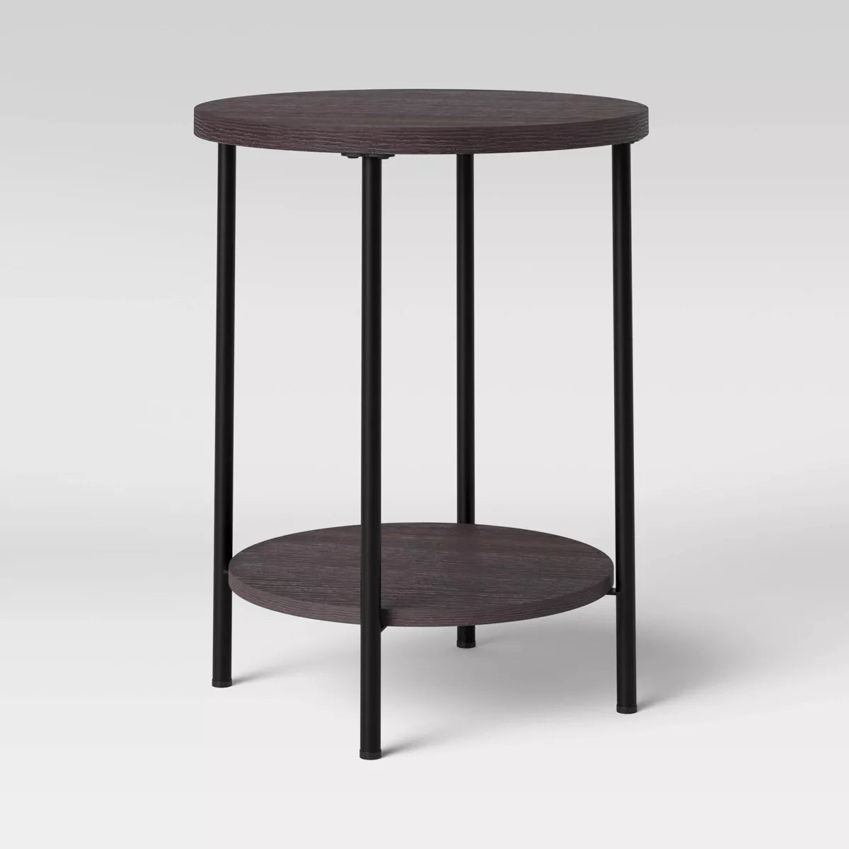 Wood and Metal Round End Table Black Room Essentials My Store