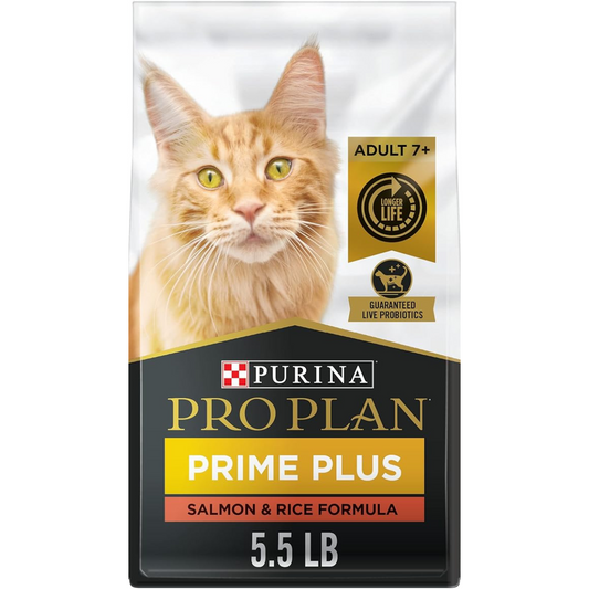Purina Pro Plan High Protein Senior Dry Cat Food, 7+ Salmon & Rice Formula - 5.5 lb. Bag
