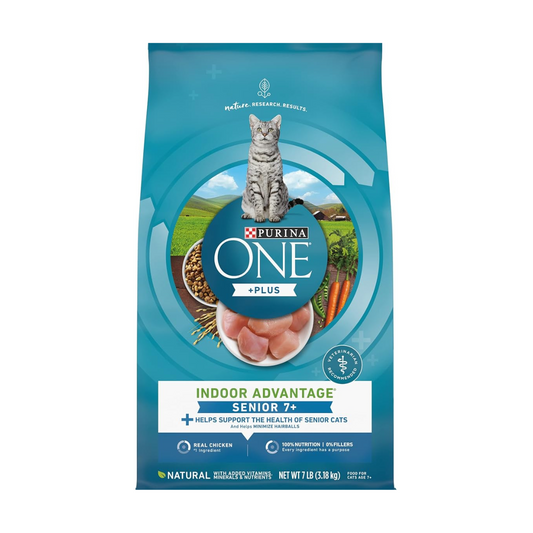 Purina ONE High Protein, Natural Senior Dry Cat Food, Indoor Advantage Senior+ - 7 lb. Bag