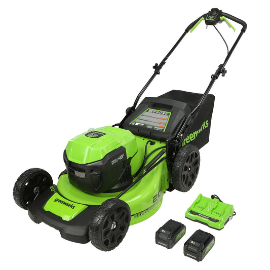 Greenworks 48V (2 x 24V) 20-inch Cordless Self-Propelled Lawn Mower, (2) 5Ah USB Batteries and Dual Port Rapid Charger Included 2532402