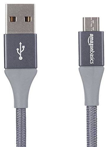 NXABasics Double Braided Nylon USB 2.0 A to Micro B Charger Cable | 10 Feet, Dark Grey