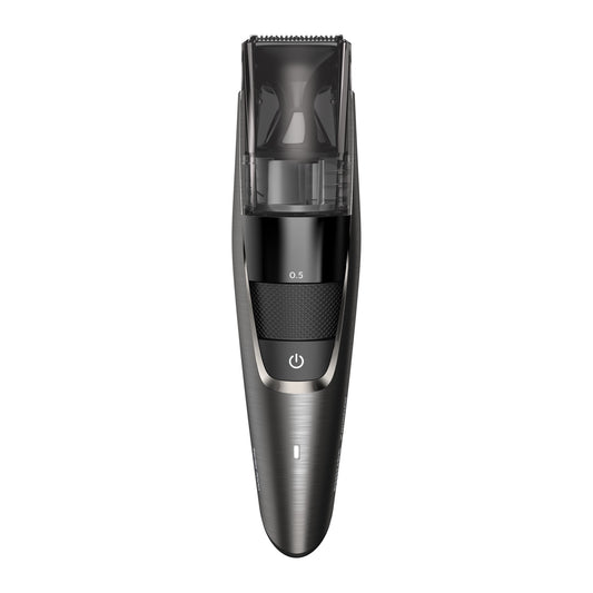 Philips Norelco Beard Trimmer Series 7500, Premium Beard Trimmer with Power Vacuum, Steel Blades, Ergonomic Easy Grip, Cordless, and Washable Features - No Blade Oil Needed - Bt7517/49.